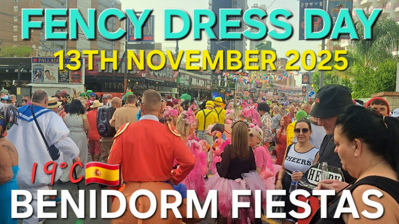 BENIDORM FANCY DRESS PARTY 🇪🇸 NOVEMBER 2025| CALLE GERONA WALK TOUR  #uk ##costablanca #reels #fency