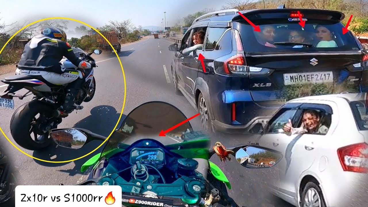 Crazy car Girls Reactions for 299+ Zx10r💚Superbikes😍|First time|Z900 Rider