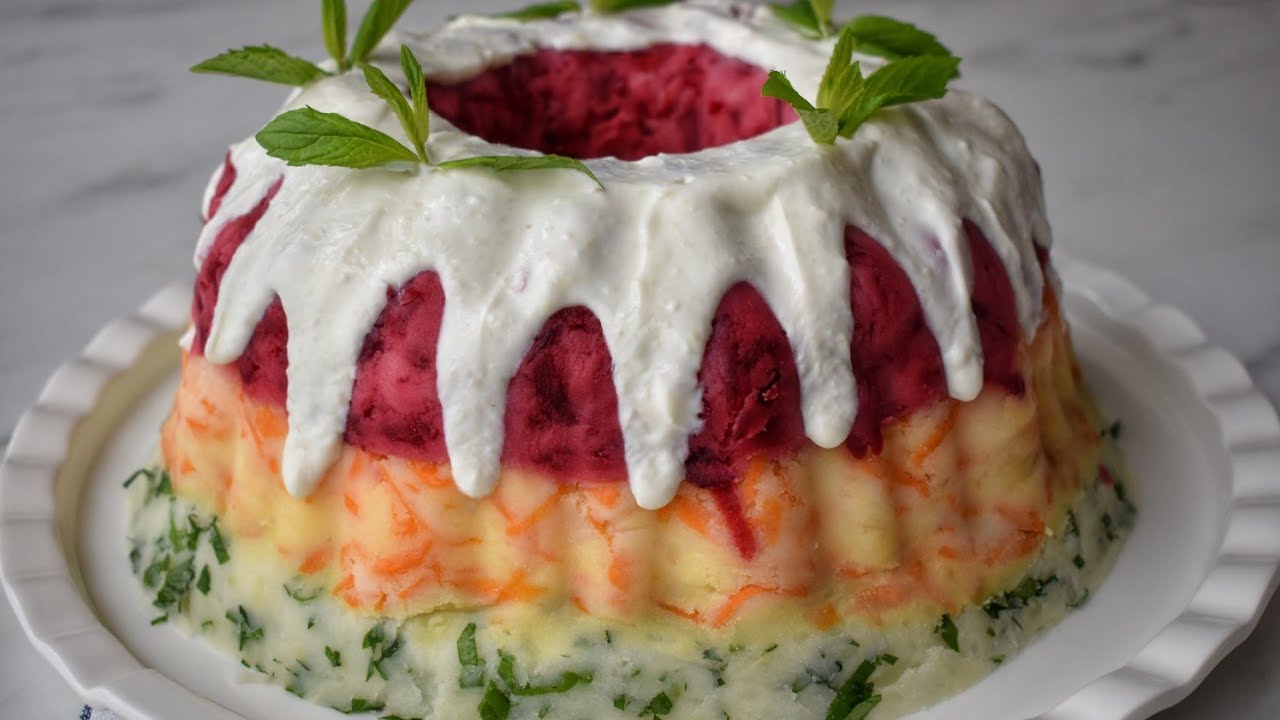 GÖRÜNTÜSÜNE VE SUNUMUNA HAYRAN KALDIĞIM 3 RENKLİ PATATES SALATASI ✅ SALATA TARİFLERİ 😋