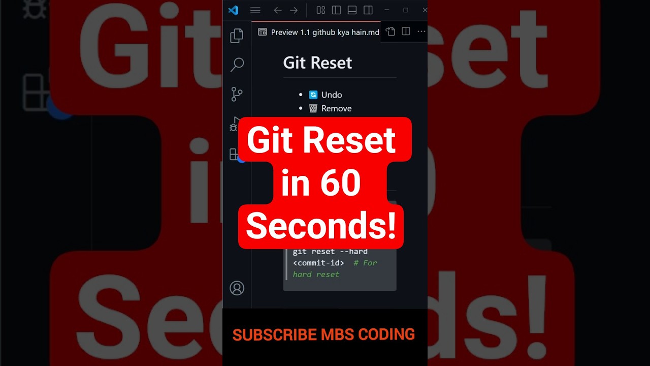 ⚡ Undo Mistakes with Git Reset in 60 Seconds! | Git Tutorial in Hindi #webdev  #101 #shorts #git