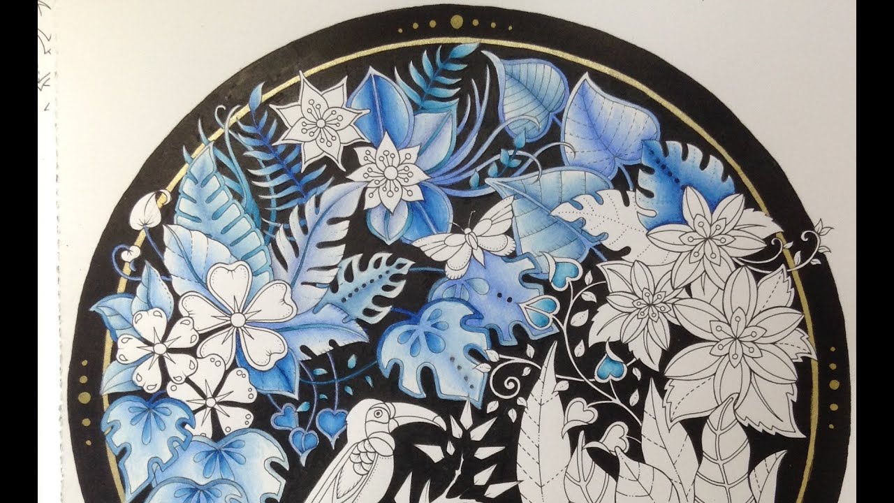 MAGICAL JUNGLE - part 2 - coloring blue leaves