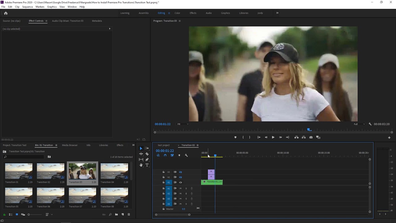 Как установить и использовать переходы Premiere Pro