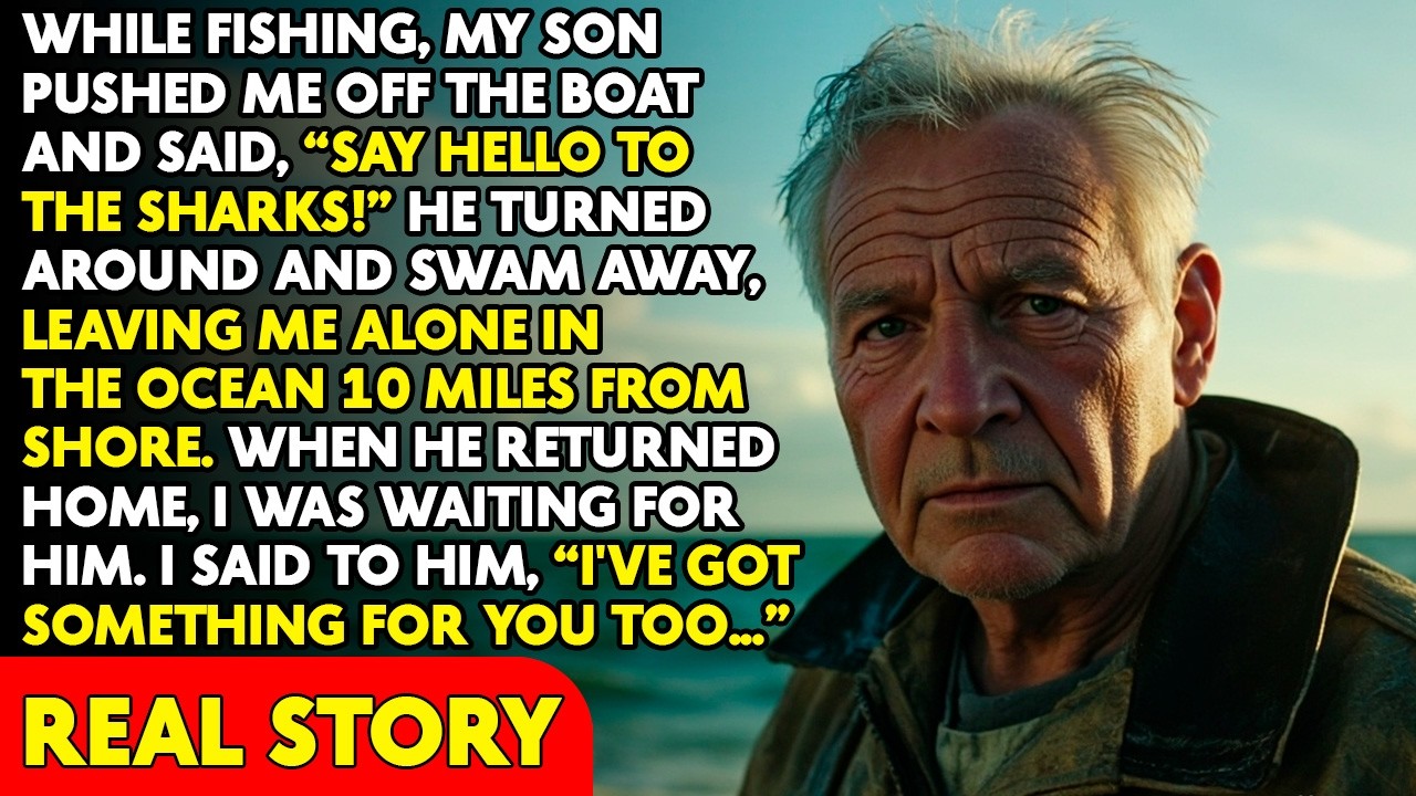 While Fishing, My Son Pushed Me Off The Boat And Said, “Say Hello To The Sharks!” When He...