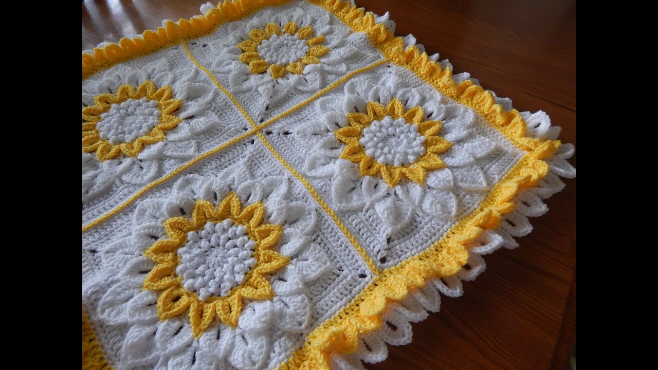 Flor Crochet en Cuadro de 12 Pétalos parte 2 de 2