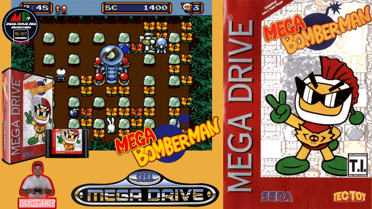 Mega Bomberman (Mega Drive)(1993)🎮ZERADO - Full Game jogando ATÉ ZERAR e Comentando + caras e bocas