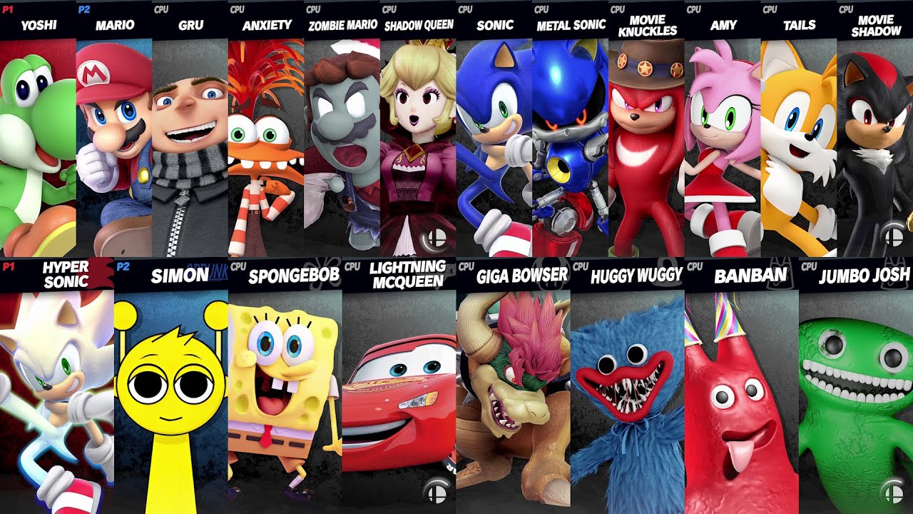 Sonic vs Mario | Giga Bowser vs Sprunki vs Poppy Playtime vs REPO | Super Smash Bros Ultimate