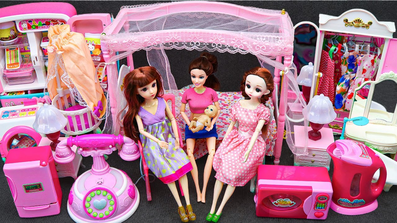 11 Minutes Satisfying with Unboxing Barbie Princess Pink Kitchen,Rock Bed Play Set Review Toys｜ASMR