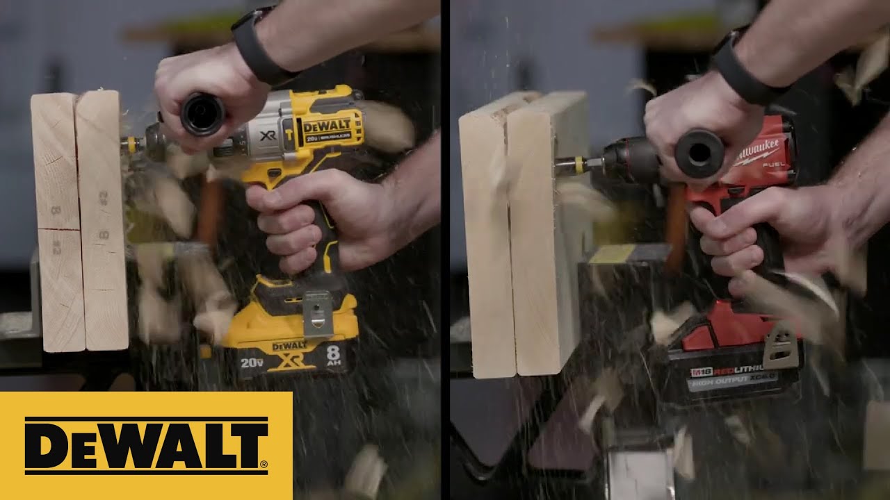 DEWALT Power Detect Hammer Drill/Driver Comparison - Self Feed Bit- DEWALT DCD998 and Milwaukee 2804