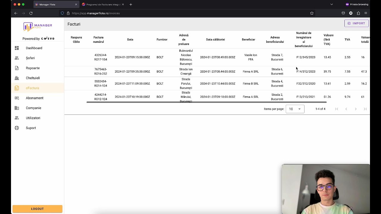 Sincronizarea e-factura pentru flote cu ManagerFlota.ro + Oblio.eu