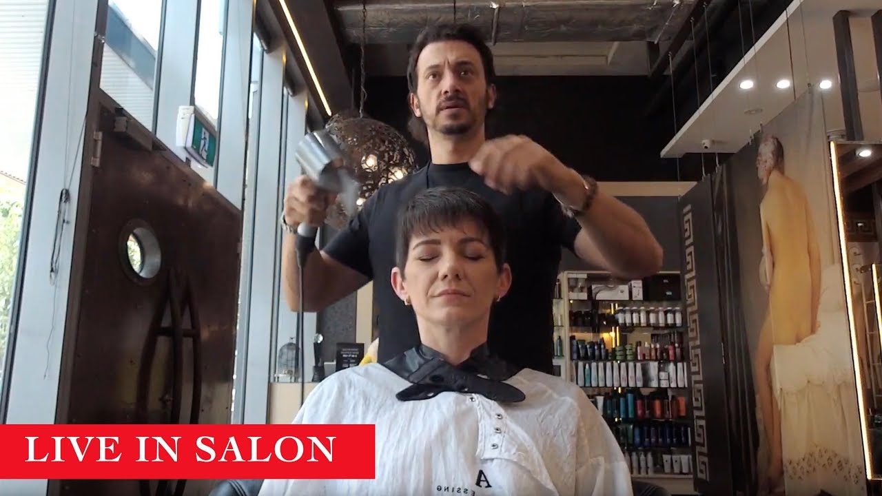 Live Event in Salon at Axis Hairdressing cutting Bronwen's Pixie