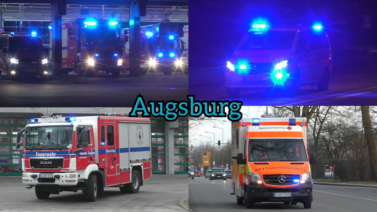 [Selten!🚨 Wasserrettungszug] Einsatzreicher tag in Augsburg Einsatzfahrten von FW, RD