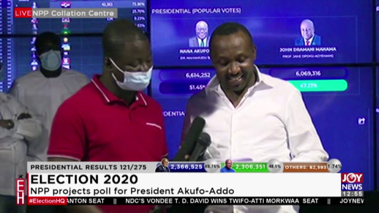 Live: NPP projects poll for President Akufo-Addo - Election 2020 on JoyNews (8-12-20)