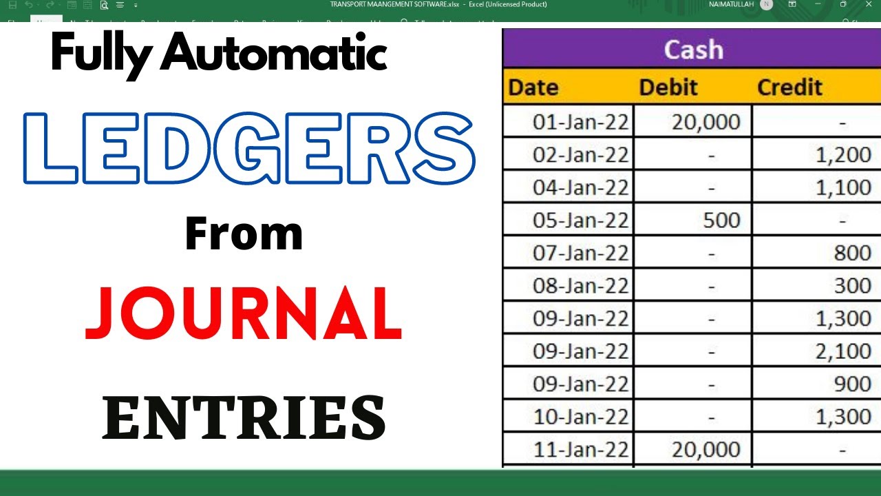 ✅Create LEDGER From JOURNAL Entries with EXCEL Formula 🔥 learning Center