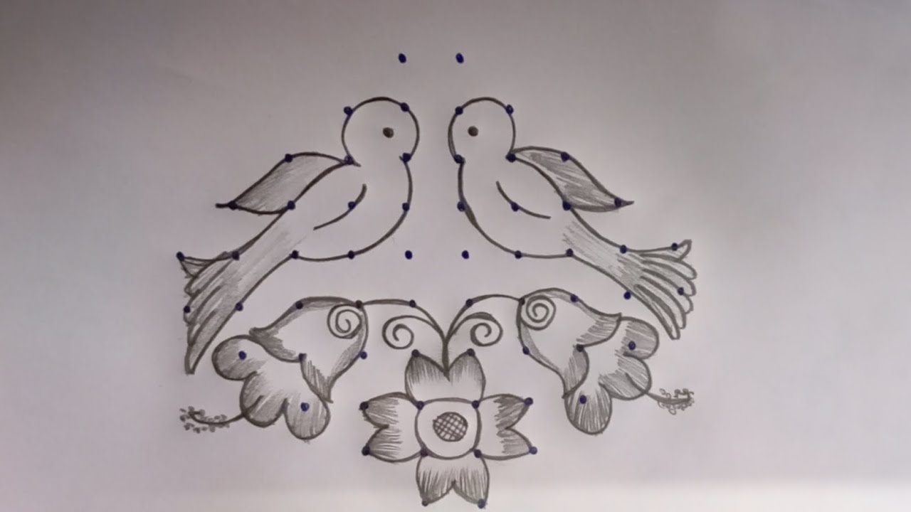 simple 10 dots kolam//parrot🦜 rangoli//beautiful and 😍easy//#cute #rangoli