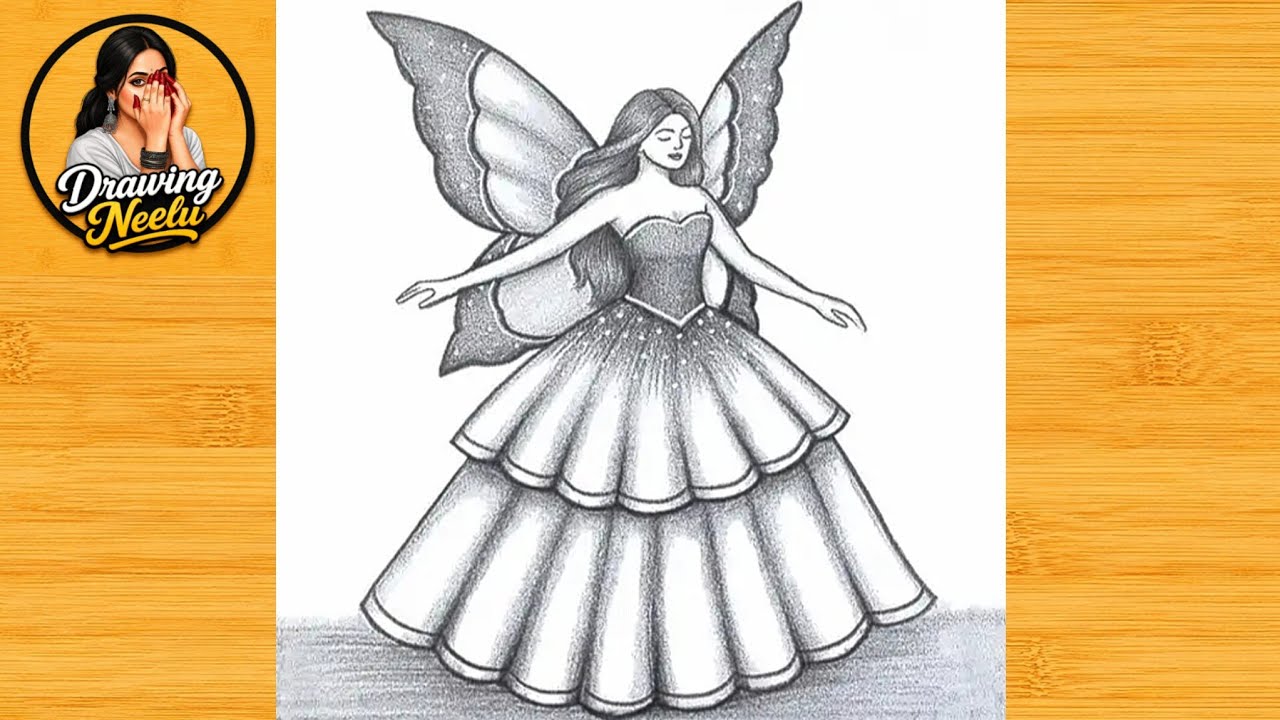 How to draw a Girl with big wing -Drawing tutorial || Pencil sketch for beginner || Girl drawing