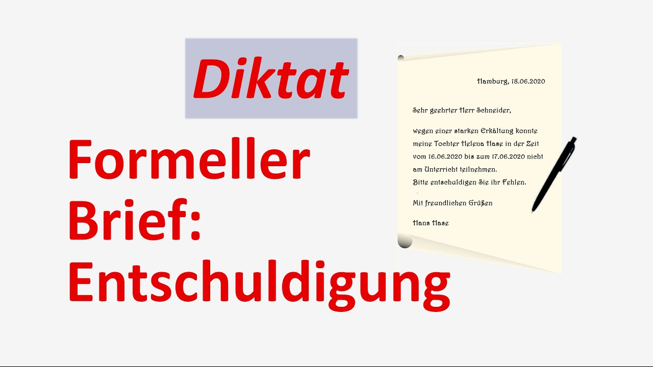 Lerne Deutsch (B1-B2) mit einem Diktat: Formeller Brief, Entschuldigung