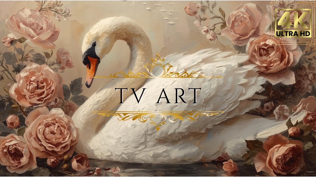 Romantic Swan & Roses TV Art 4K | Dreamy Valentines Screen Saver