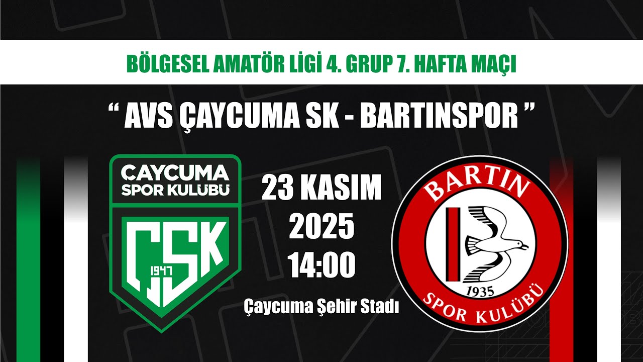 AVS ÇAYCUMA SPOR KULÜBÜ - BARTINSPOR  BÖLGESEL AMATÖR LİG 4. GRUP 7. HAFTA