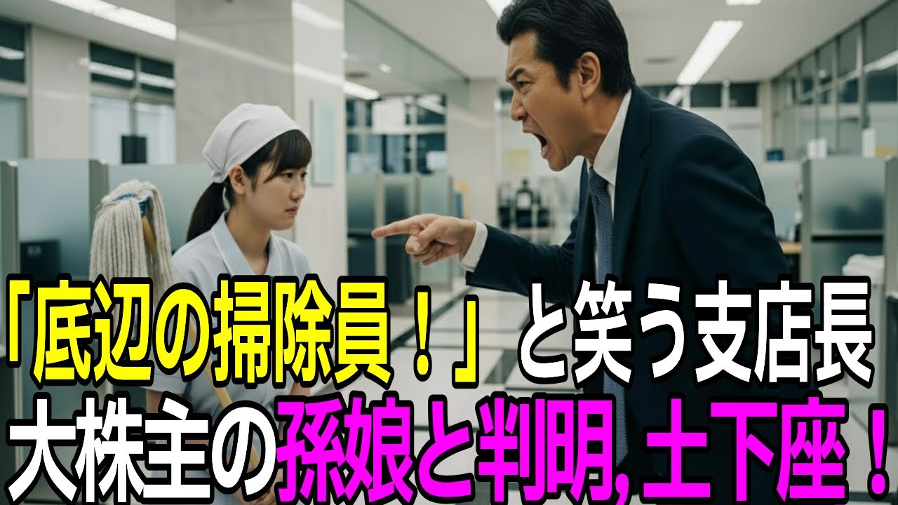 【因果応報】「掃除員は銀行のゴミだｗ」と罵倒する支店長→直後、私が『筆頭株主の孫娘』だと判明し顔面蒼白！さらに隠していた横領もバレて即刻クビにｗ【感動する話】
