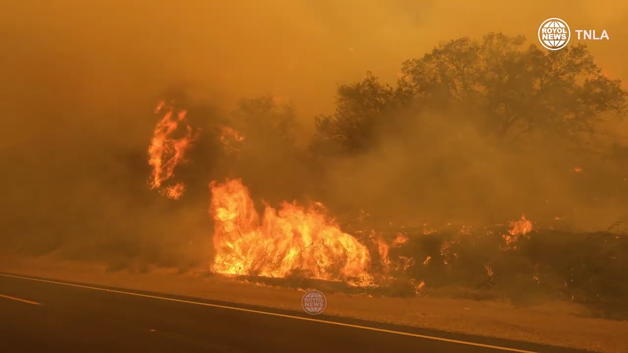 Gifford Fire Burning Along Highway 166 - Santa Maria Near San Luis Obispo