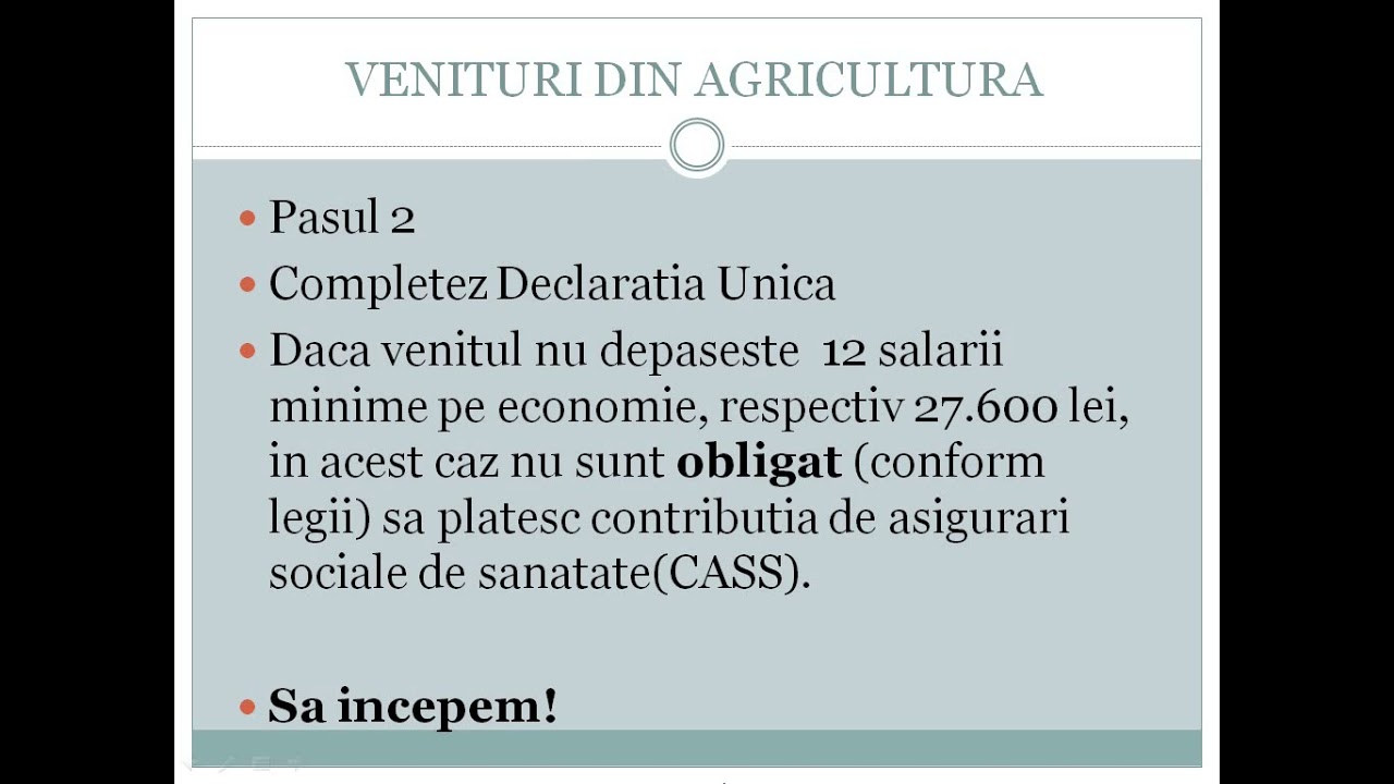 Cum declar Venitul obtinut din activitati agricole?