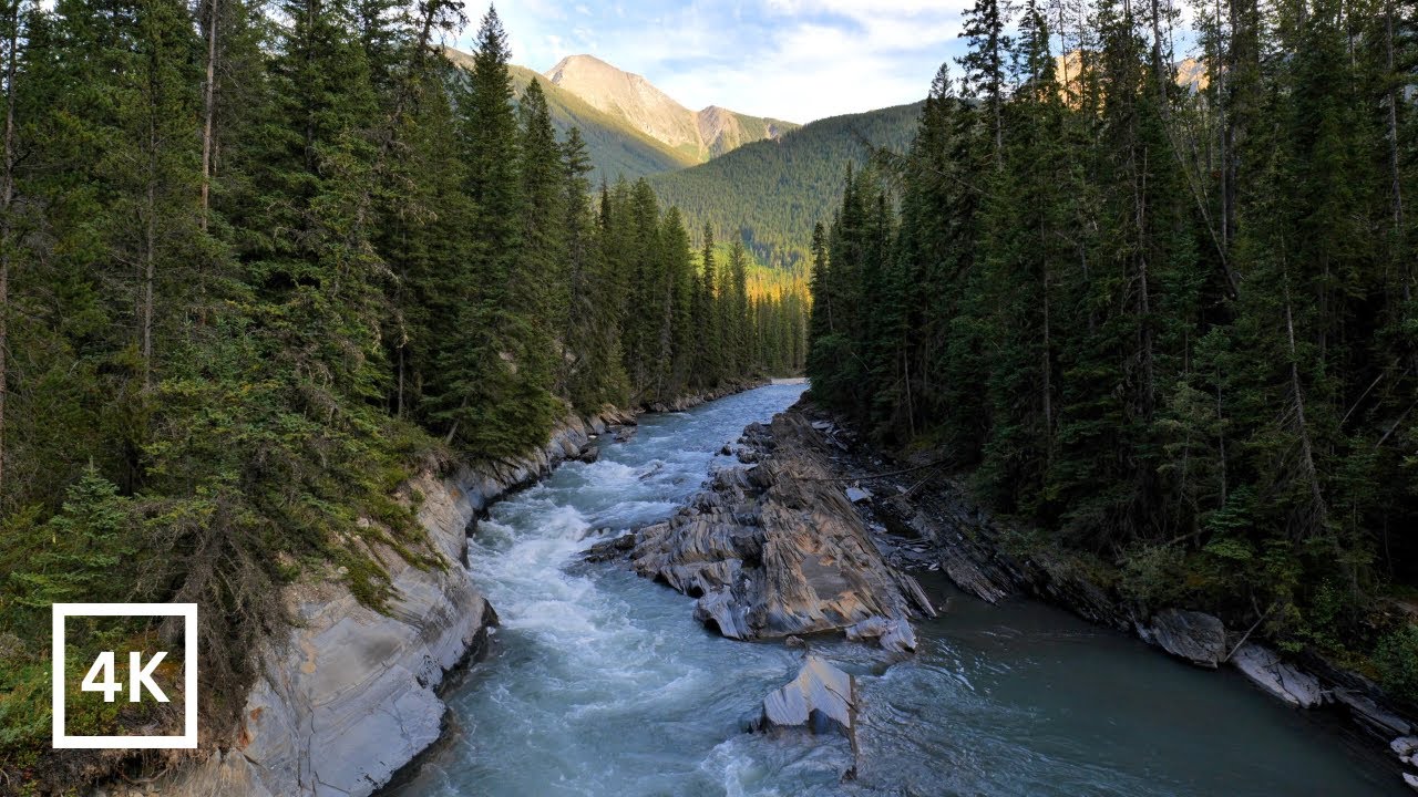 4K Palliser River Sunset | Mountain River Nature Sounds for Sleep & Study | Relaxing Nature Ambience