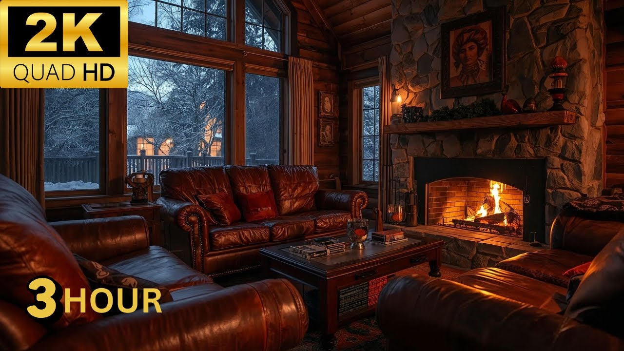 Warm Cabin Room on a Silent Snowy Night 🔥 Cozy Realms Winter Ambience