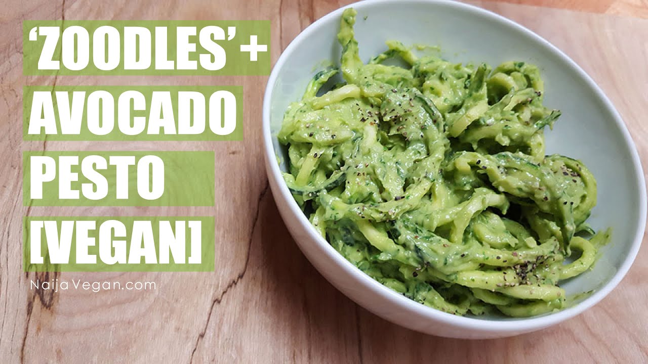 How to make raw 'zoodles' - courgette/zuchinni & avocado pesto - Naija Vegan
