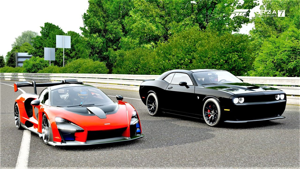 Forza 7 Drag race: McLaren Senna vs Dodge Challenger SRT Hellcat (990hp)
