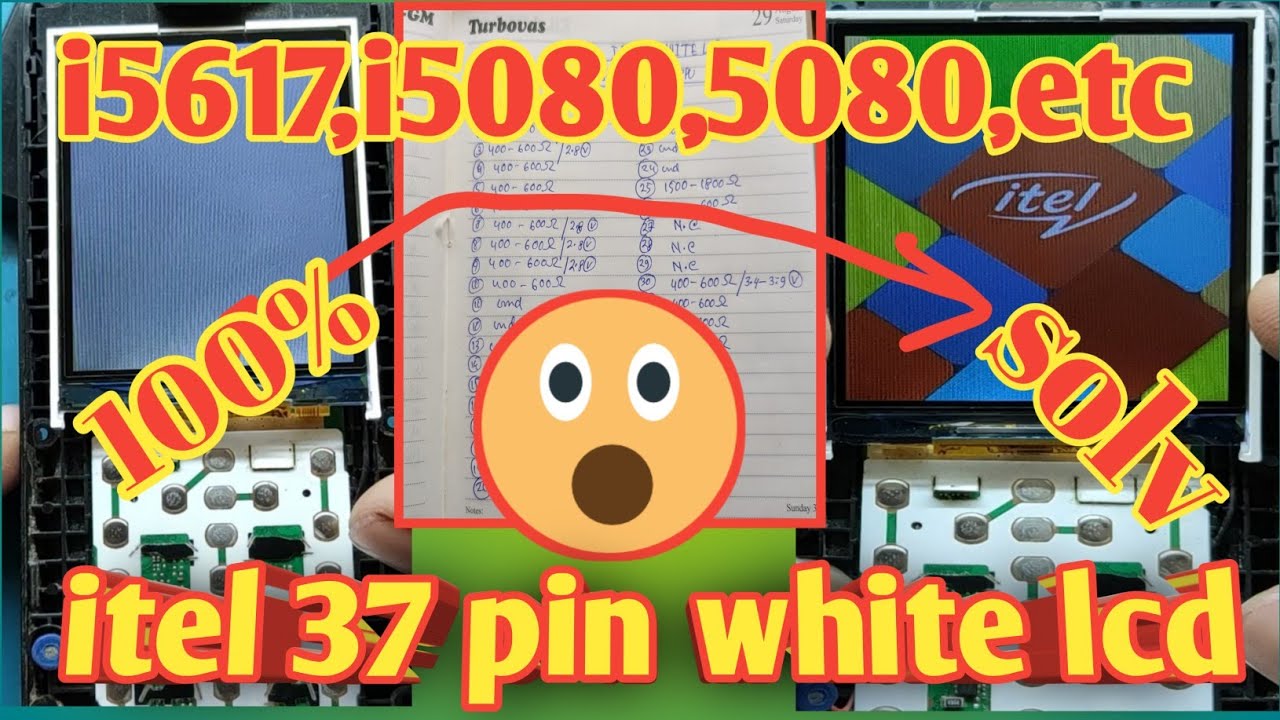 itel 37 pin white display solution, itel it5617 white display solution, itel mobile white display...