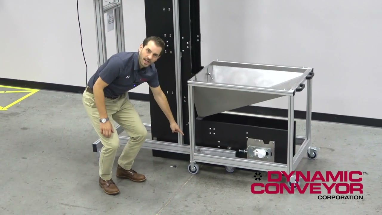 Hybrid Vertical Z Conveyor with Removeable Bin by Dynamic Conveyor