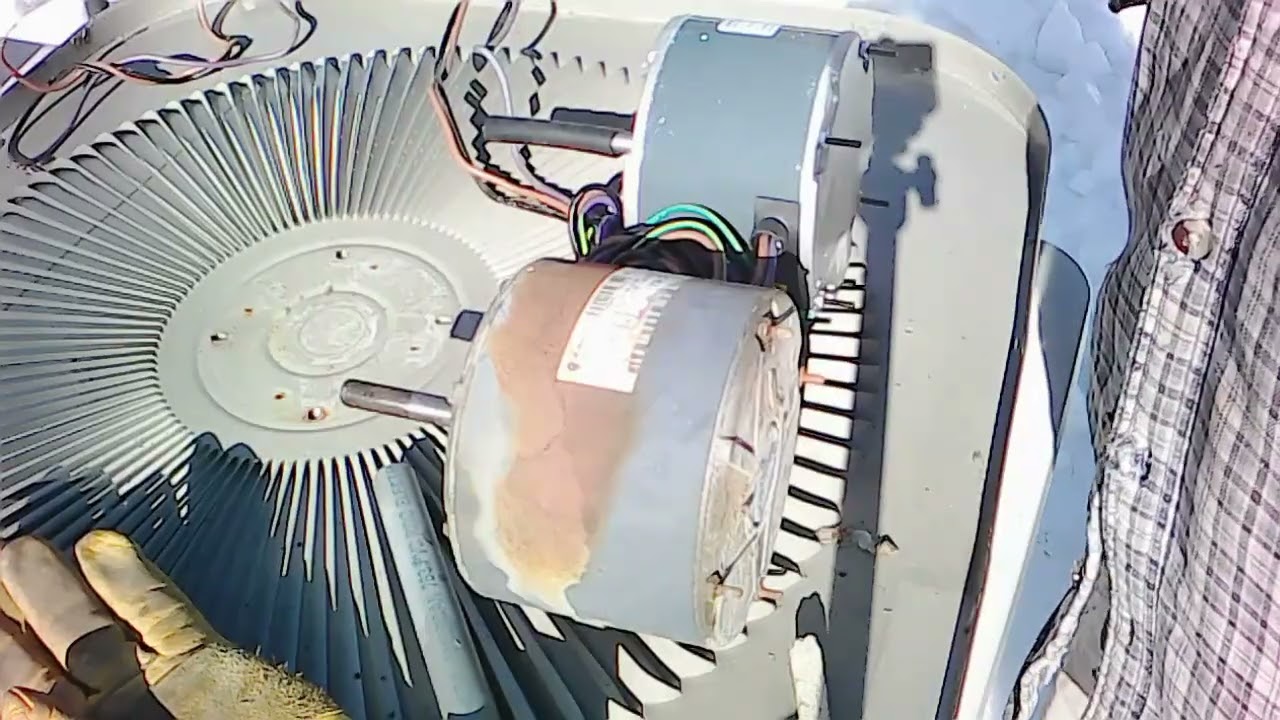 Outside heat pump fan motor replaced. 25 year old Goodman Unit