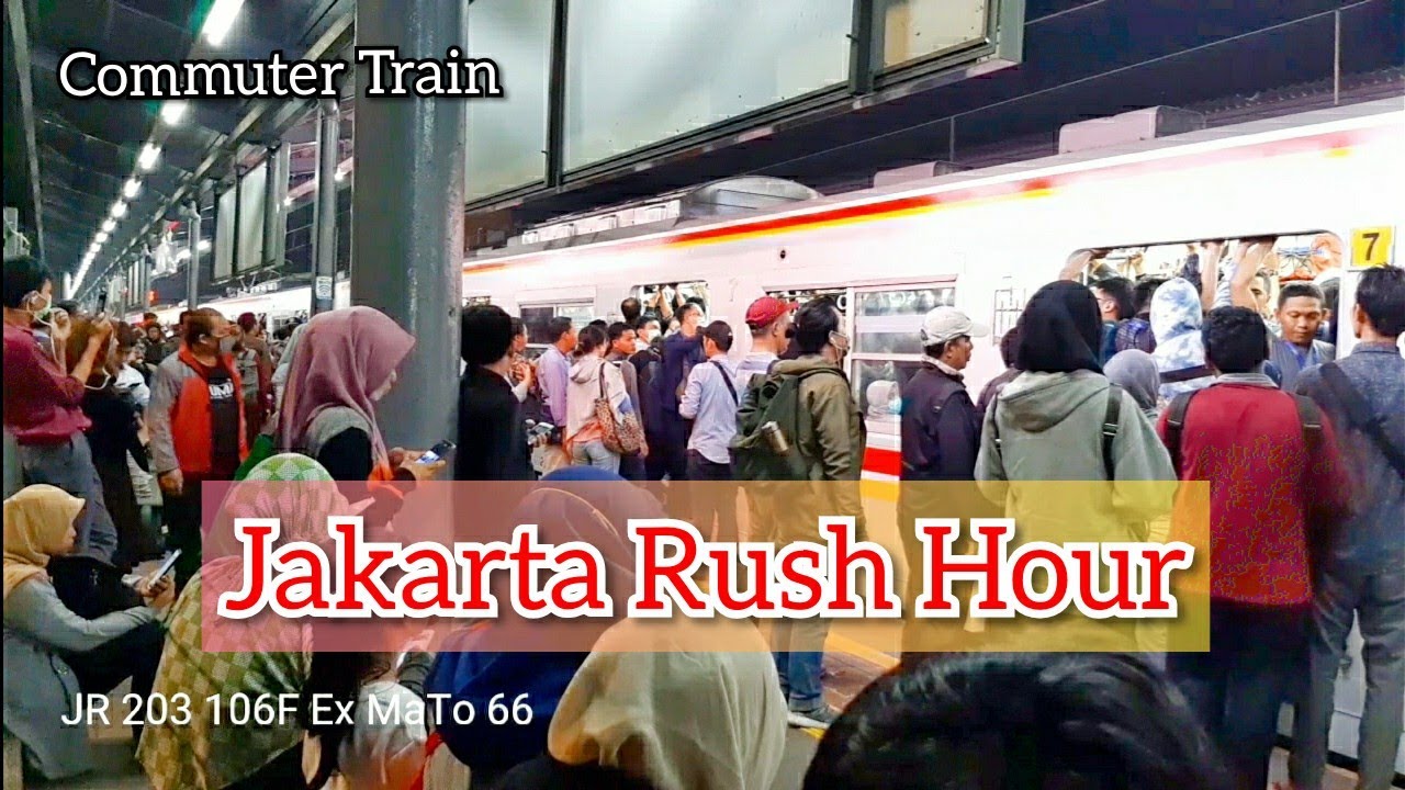 Evening Rush Hour . Jakarta Commuter Trains at Cawang station Part 3