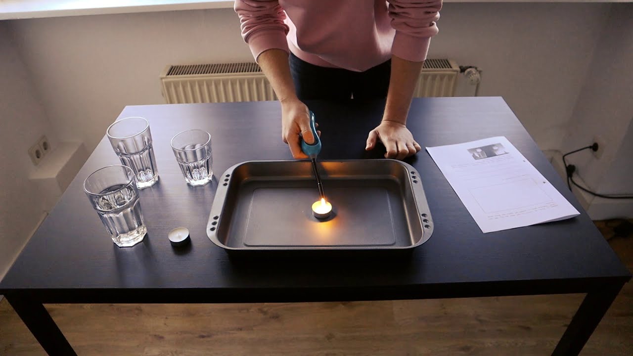 Was passiert, wenn du ein Glas über ein brennendes Teelicht stellst?