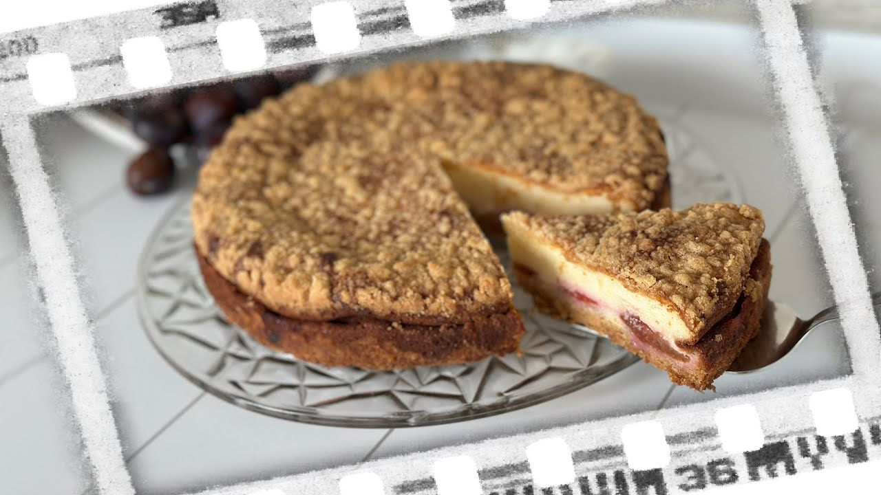 ❣️ My favorite plum crumble cheesecake - moist and extremely delicious -  in cups and grams ❣️