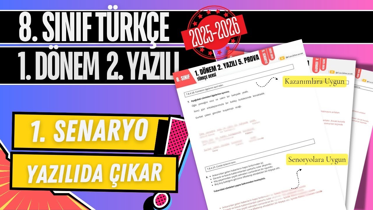 8. Sınıf Türkçe 1. Dönem 2. Yazılı 2025-2026 | 1. Senaryo | MEB Örnek Sorular | Bu Konular Çıkar