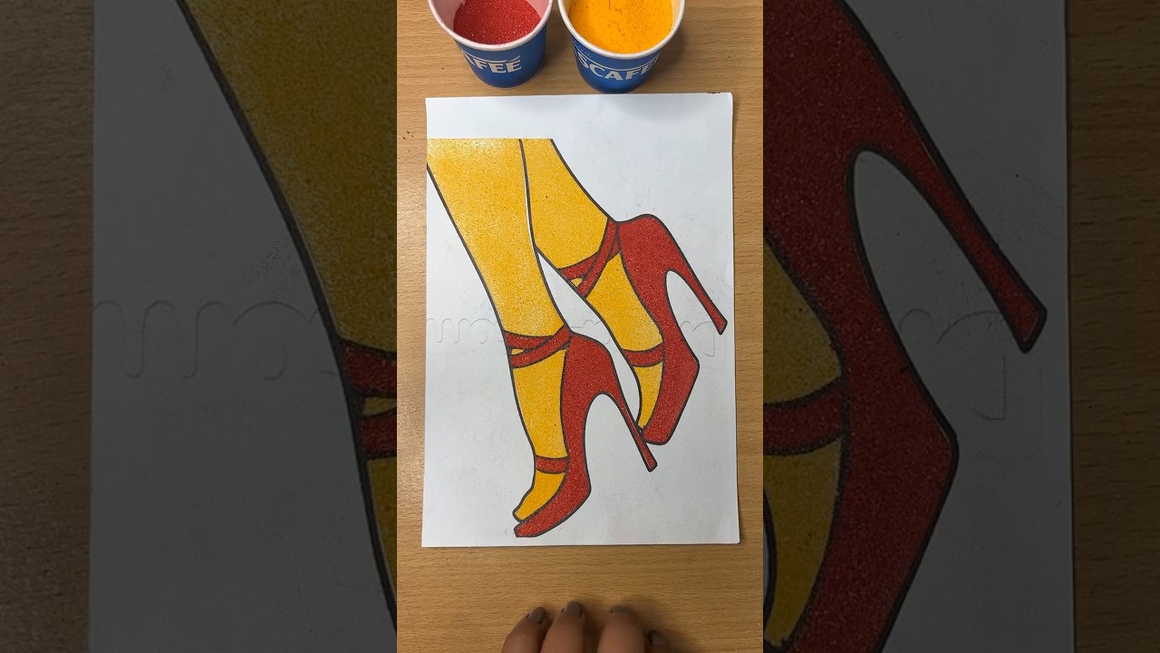Red High Heels Sand Art ❤️✨ | Satisfying Color Fill #shorts