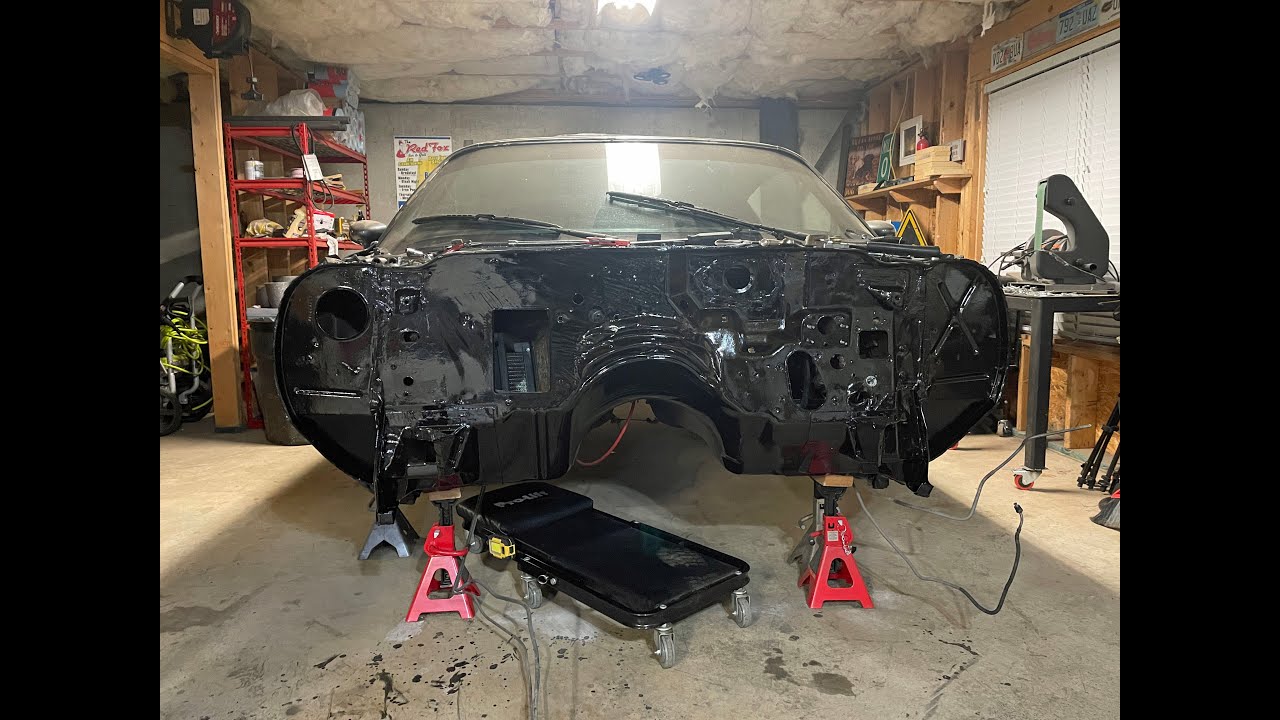 78 Camaro Restoration ep18 - Cleaning and Painting the Firewall and Underside of the Camaro!!