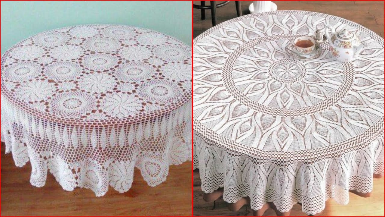 Very beautiful wool crocheted table cloth designs#trending #viral #crochet #diy #craft