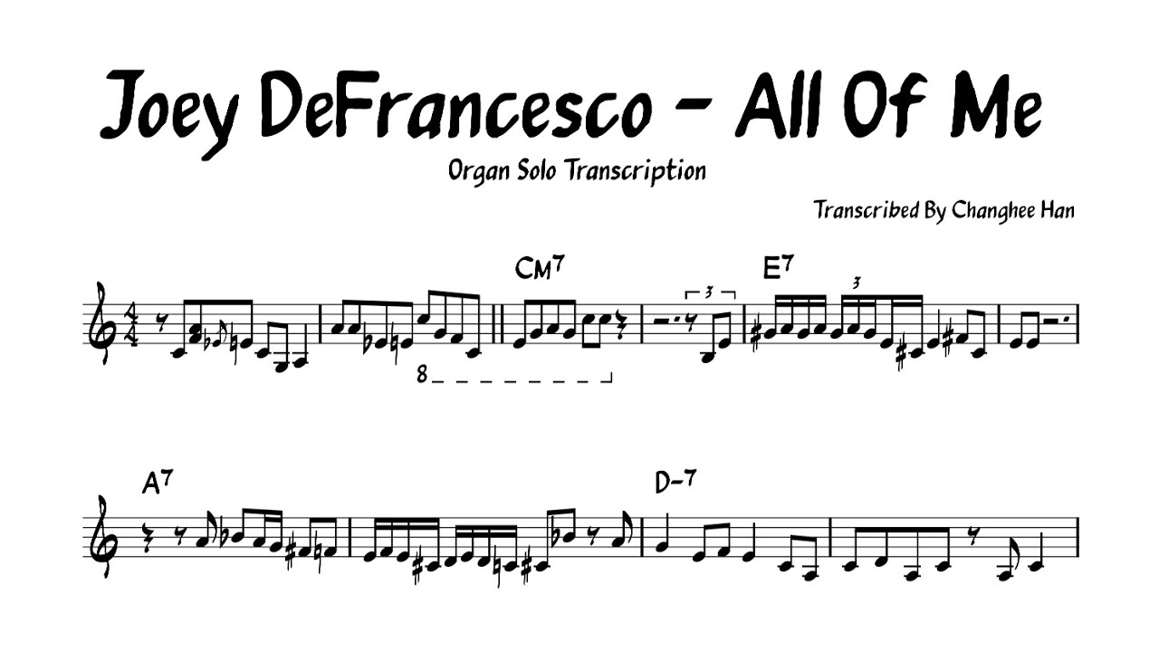 Joey DeFrancesco - All Of Me Organ Solo Transcription