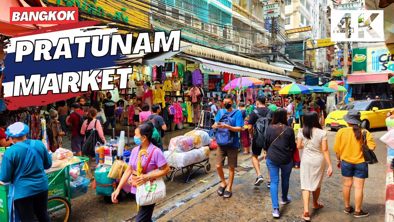 [4K] Pratunam Market Bangkok 🇹🇭 Walking Tour (ASMR - Binaural City Sounds)