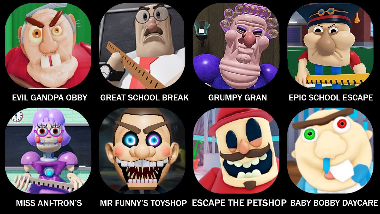 ROBLOX: ESCAPE EVIL GRANDPA OBBY, GREAT SCHOOL BREAKOUT, GRUMPY GRAN (SCARY OBBY), EPIC SCHOOL