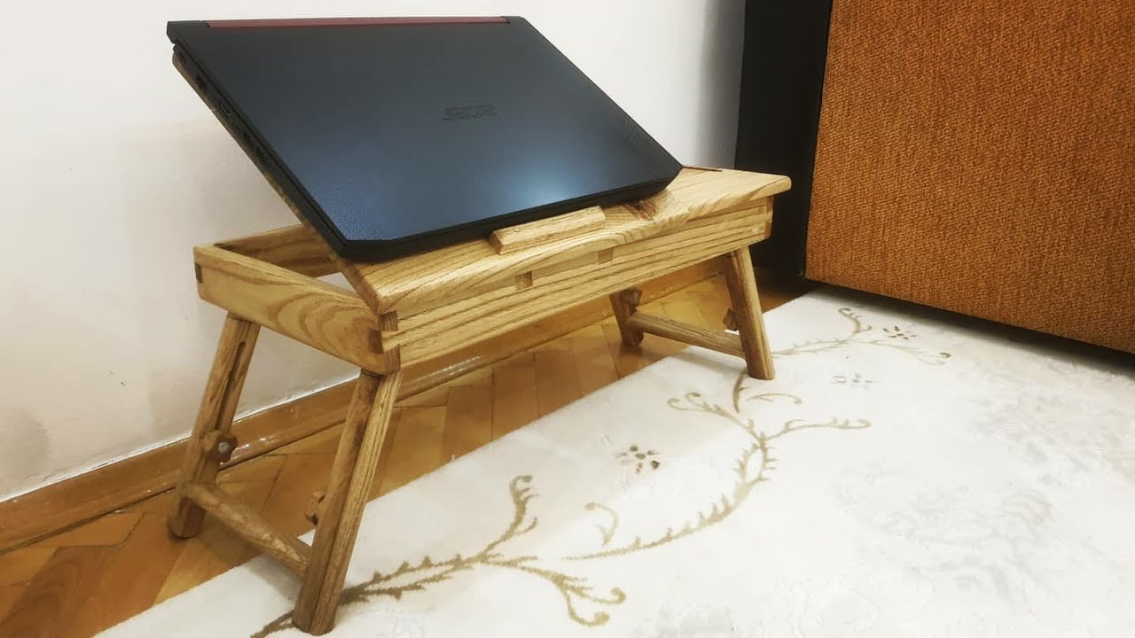adjustable wooden laptop stand....Ahşap leptop standı....