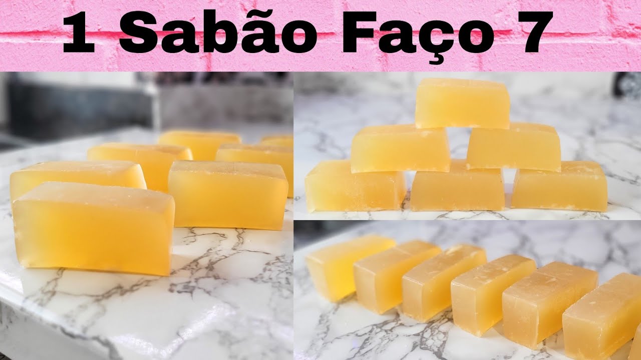 1 Sabão Faço 7 ♧ Sabão Glicerinado Neutro Transparente