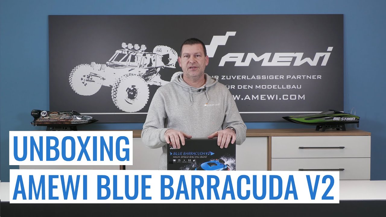Amewi Rennboot Blue Barracuda V2 Junior Line für Einsteiger & Kids - Unboxing & Erklärung