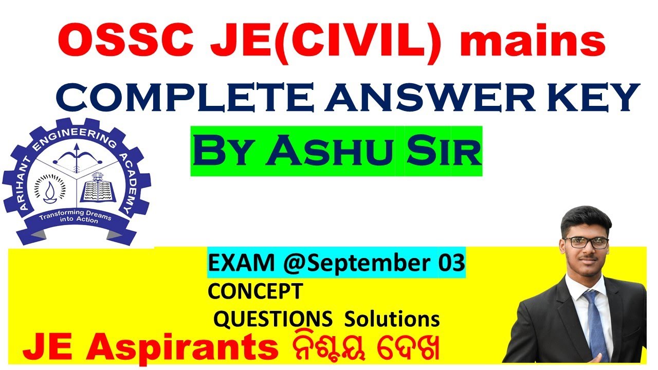 OSSC JE CIVIL Answer Key Exam on Sept 03..#ashusir #Arihant#osscje #answerkey #civilengineering
