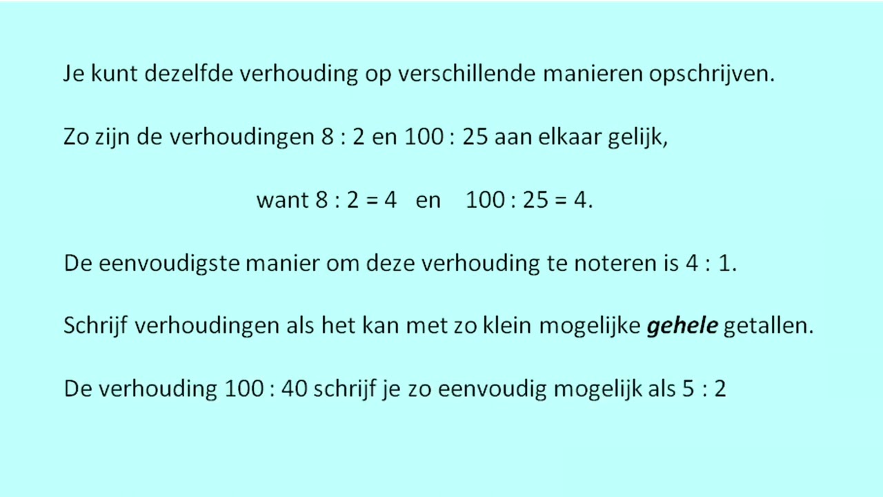 Verhoudingen noteren