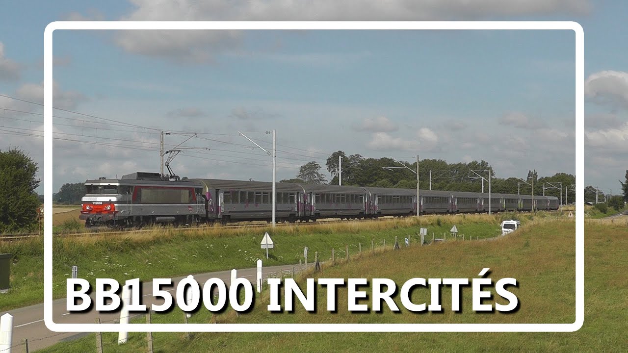SNCF BB15000 with Intercit&eacute;s passes at level crossing!