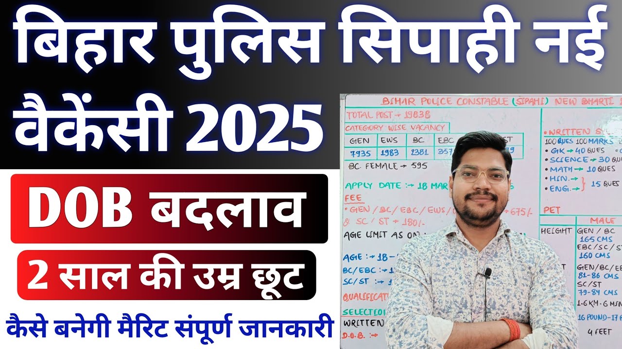 Bihar Police 19838 Post Bharti 2025 Age Dob Syllabus Physical Merit Datails 2025