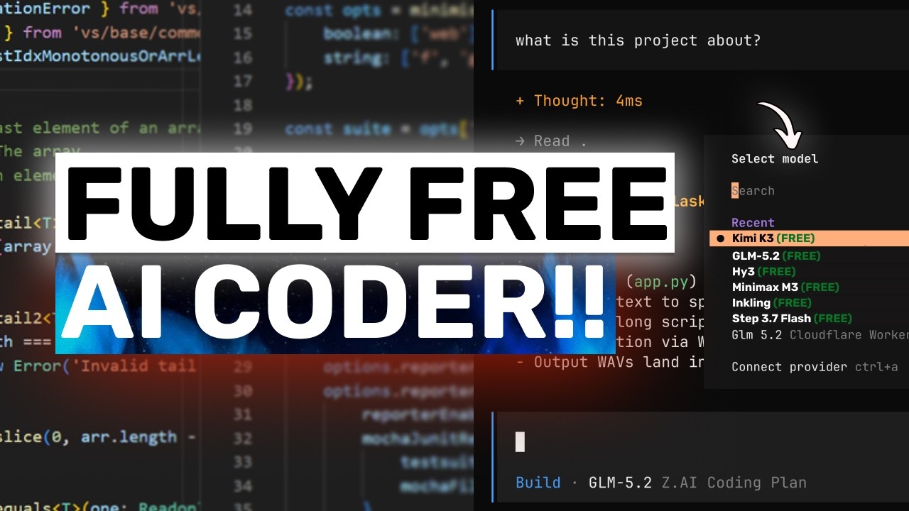 OpenCode + БЕСПЛАТНЫЕ Kimi K3, API GLM-5.2: ЭТО ДЕЙСТВИТЕЛЬНО РАБОТАЕТ!